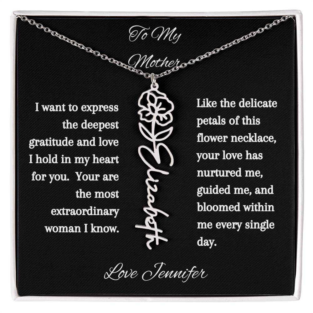 Personalized Birth Flowers Dainty Name Necklace For Mom