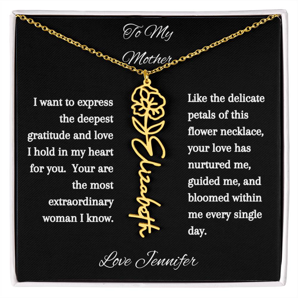 Personalized Birth Flowers Dainty Name Necklace For Mom