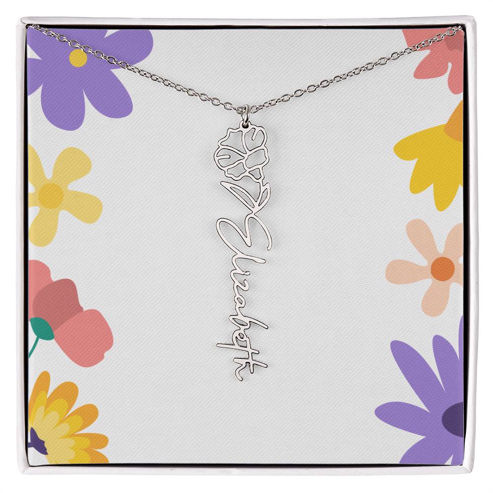 Birth Month Flowers Name Necklace