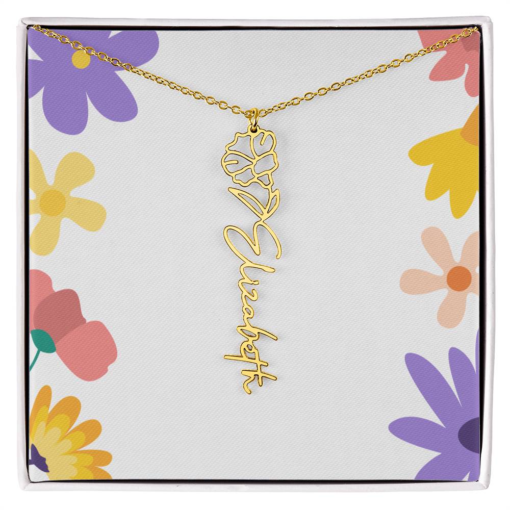 Birth Month Flowers Name Necklace