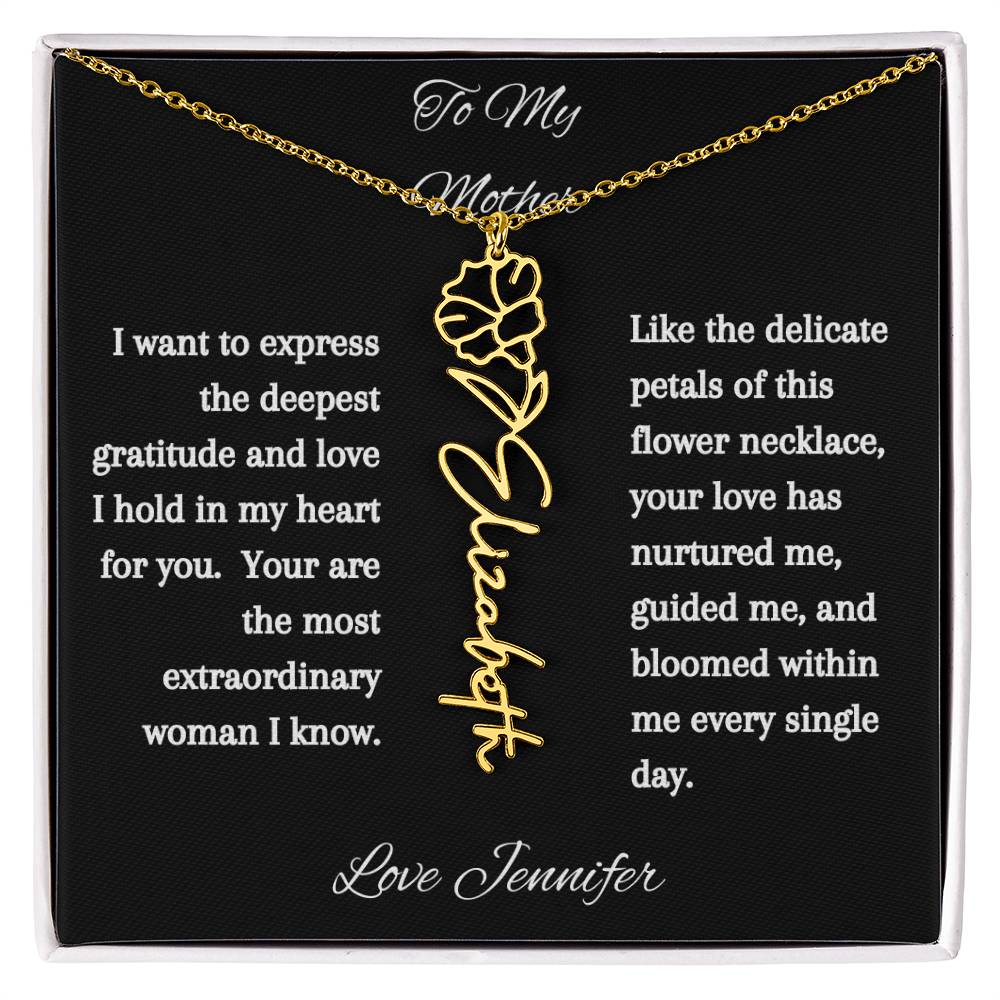 Personalized Birth Flowers Dainty Name Necklace For Mom