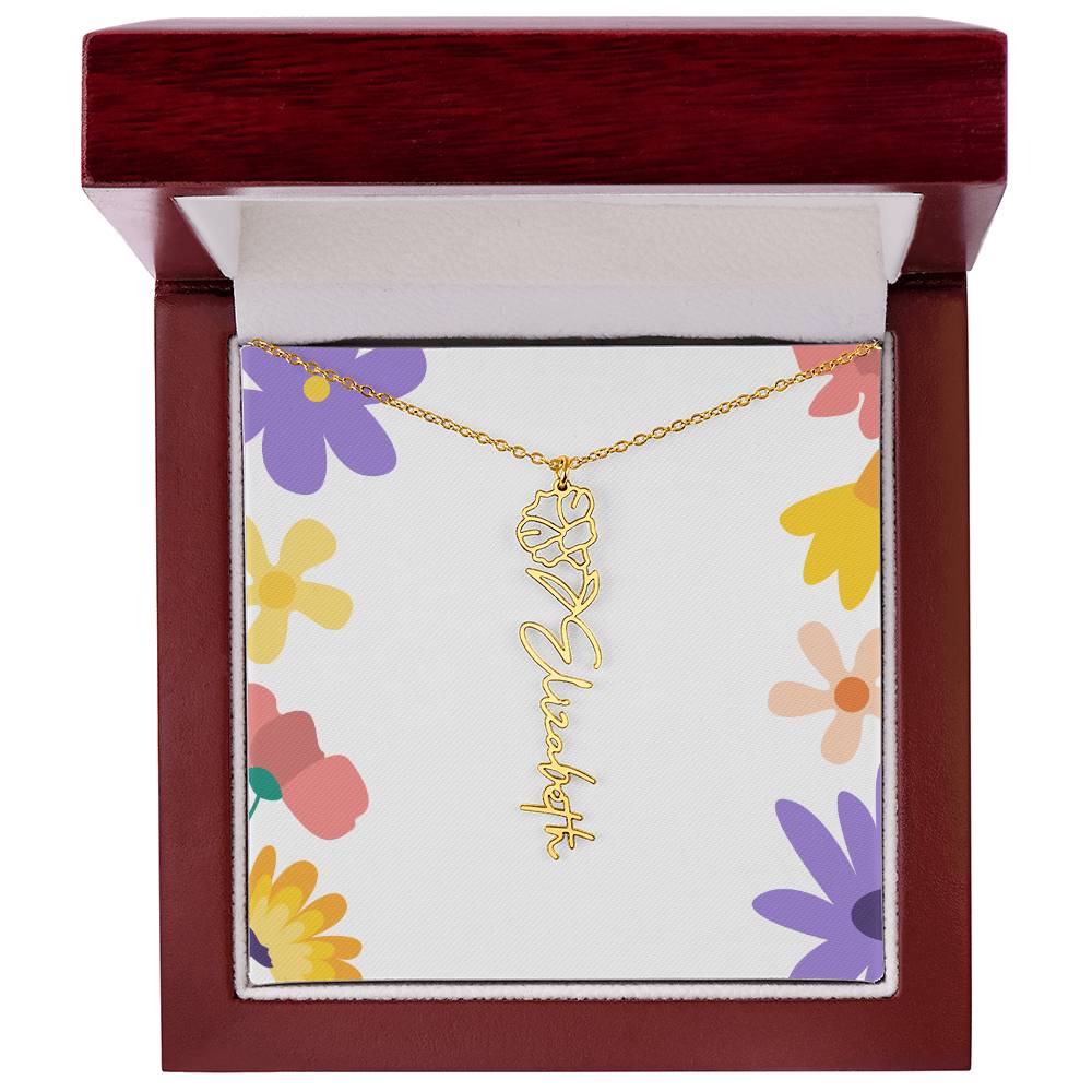 Birth Month Flowers Name Necklace