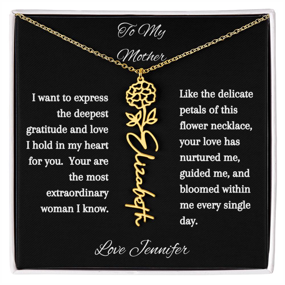 Personalized Birth Flowers Dainty Name Necklace For Mom