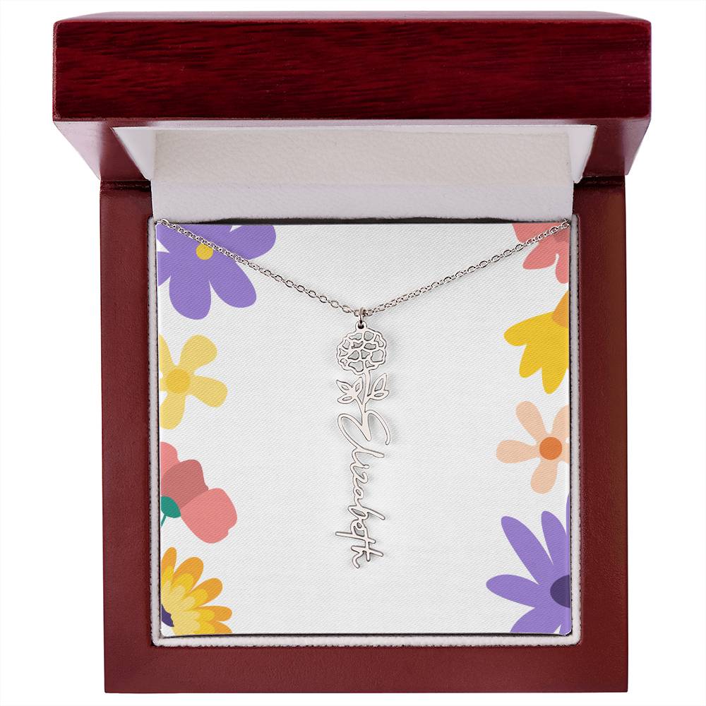 Birth Month Flowers Name Necklace