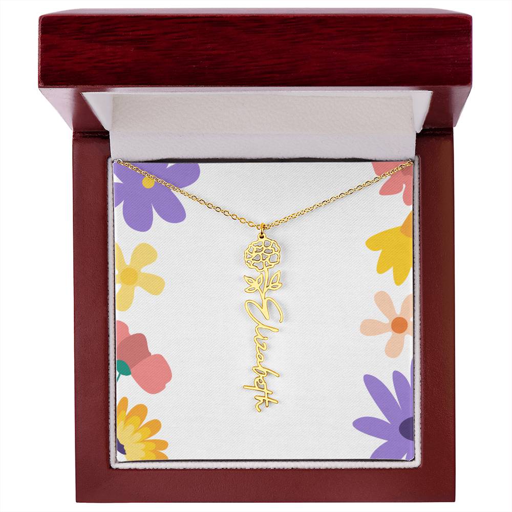 Birth Month Flowers Name Necklace