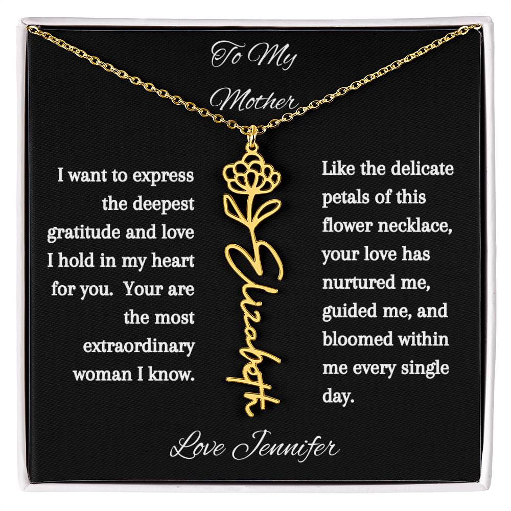 Personalized Birth Flowers Dainty Name Necklace For Mom