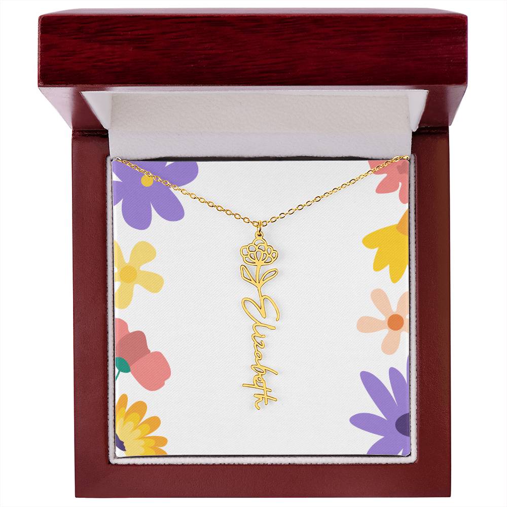 Birth Month Flowers Name Necklace