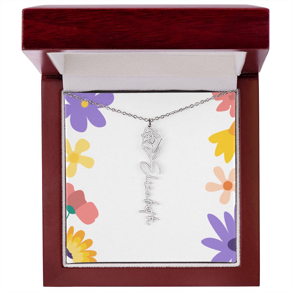 Birth Month Flowers Name Necklace