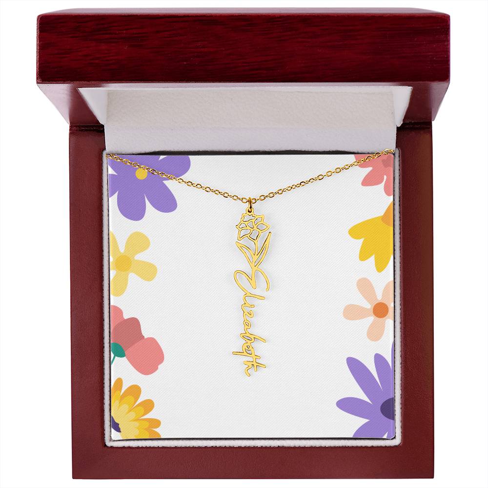 Birth Month Flowers Name Necklace