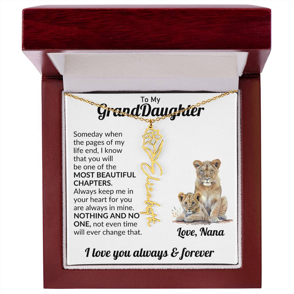 Flower Name Necklace For My Granddaughter - Choose Her Birth Month