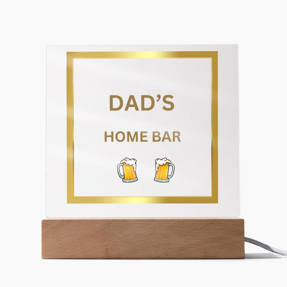 Dad's Home Bar Acrylic Plaque/Night Light - Gold