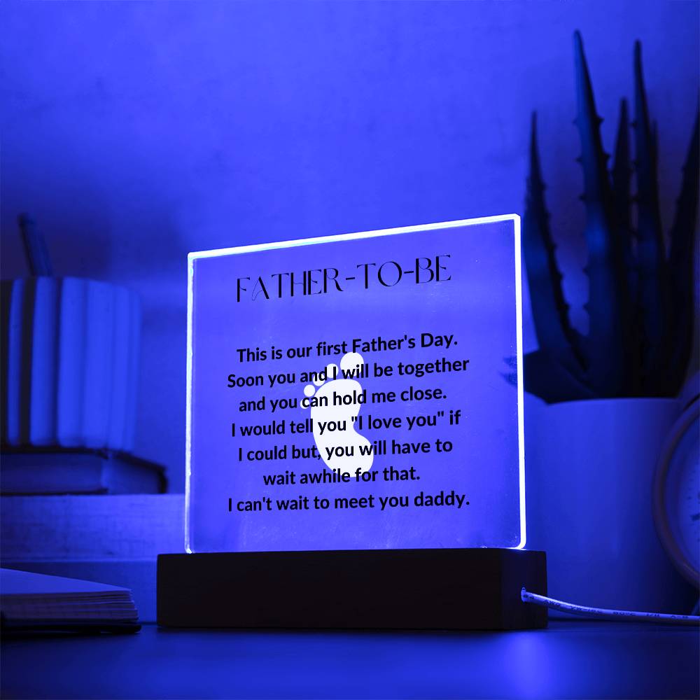Father-To-Be Footprint Acrylic Plaque or Night Light - Blue