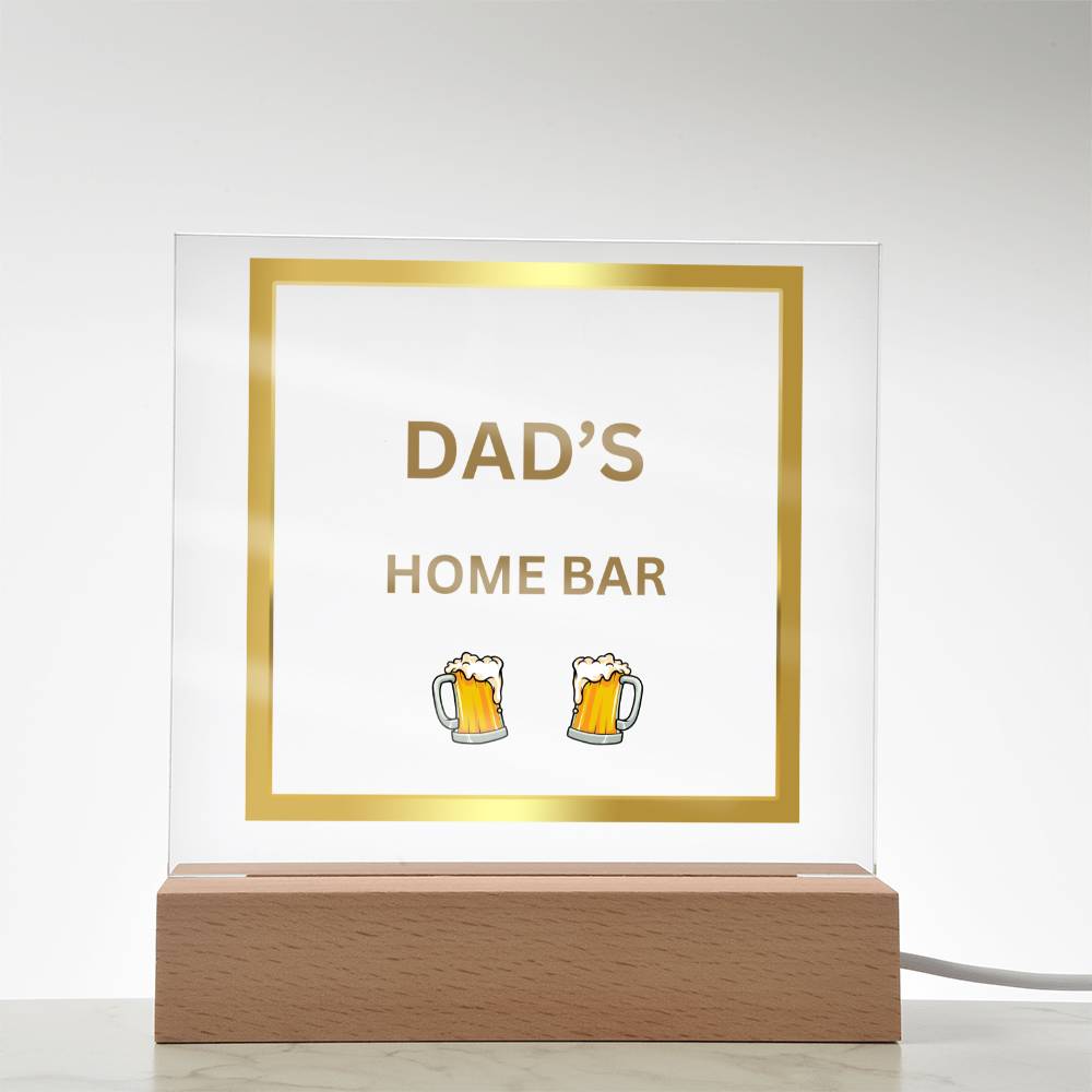 Dad's Home Bar Acrylic Plaque/Night Light - Gold