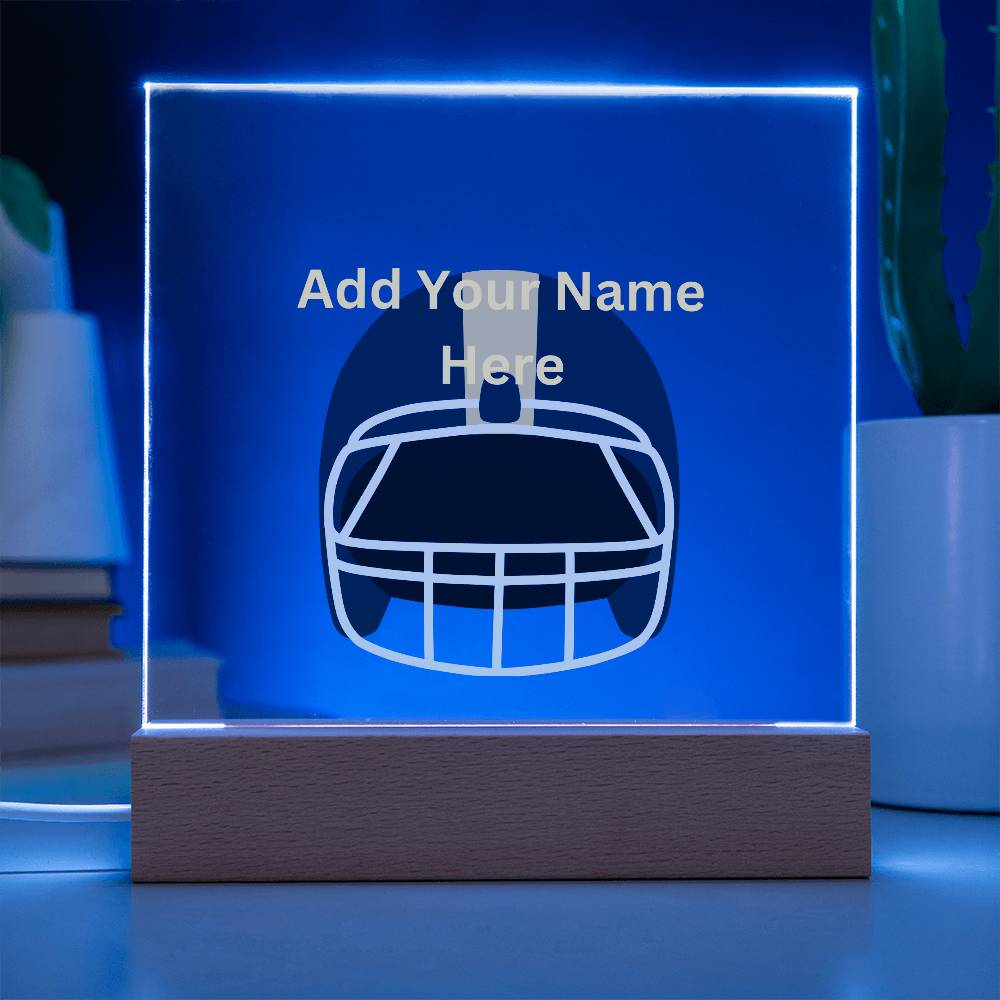Personalized Football Helmet Acrylic Night Light Plaque