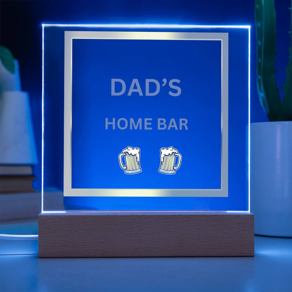 Dad's Home Bar Acrylic Plaque/Night Light - Gold