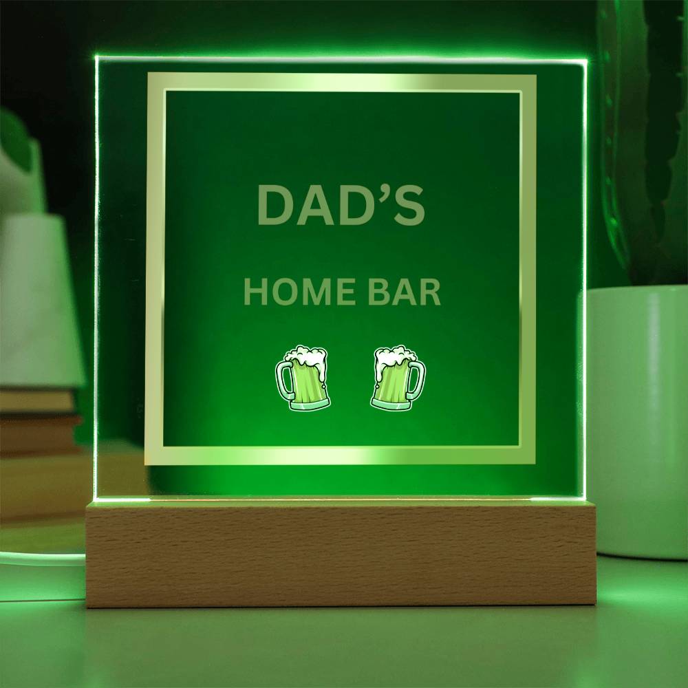 Dad's Home Bar Acrylic Plaque/Night Light - Gold