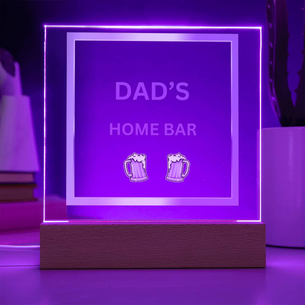 Dad's Home Bar Acrylic Plaque/Night Light - Gold