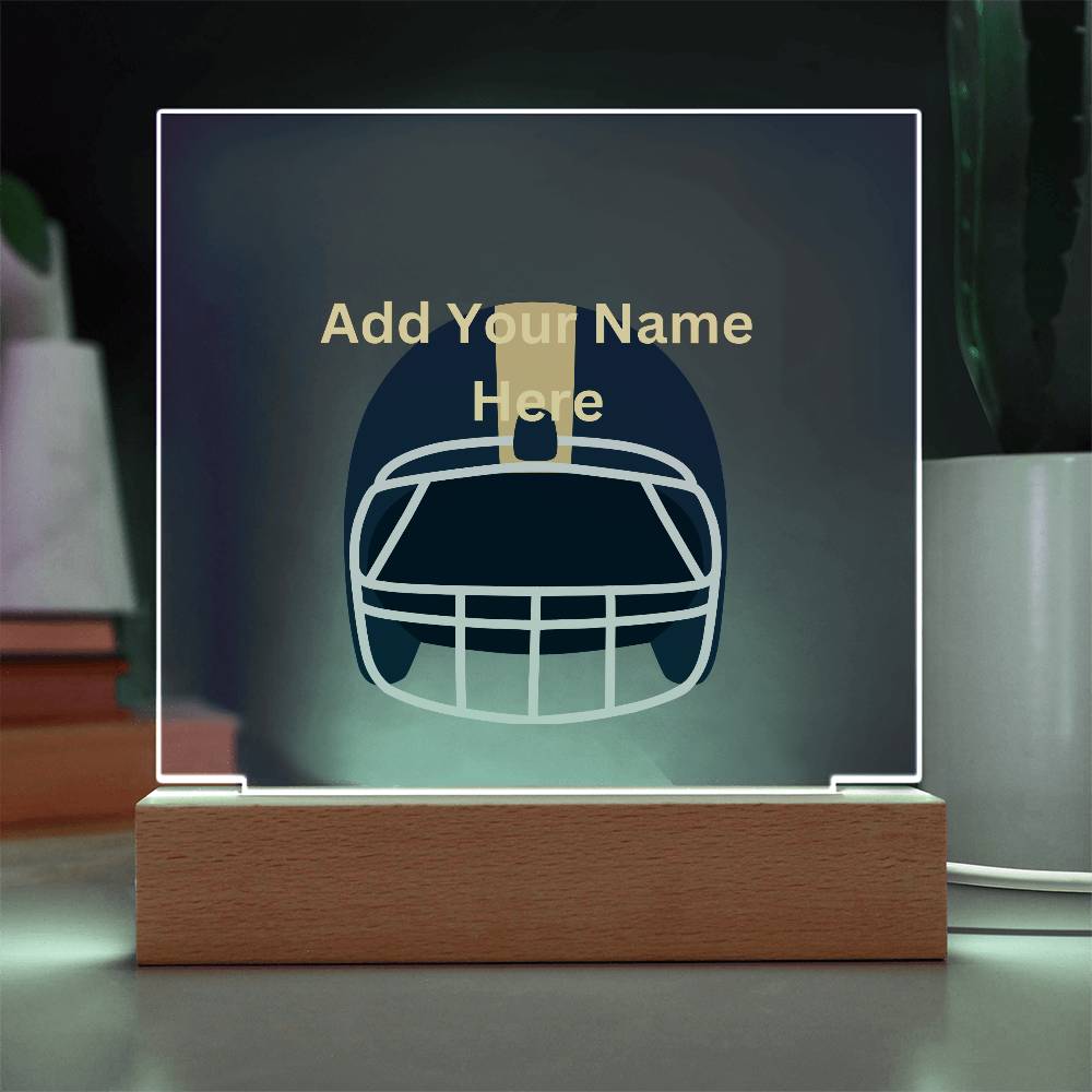 Personalized Football Helmet Acrylic Night Light Plaque