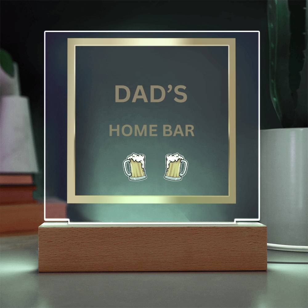 Dad's Home Bar Acrylic Plaque/Night Light - Gold