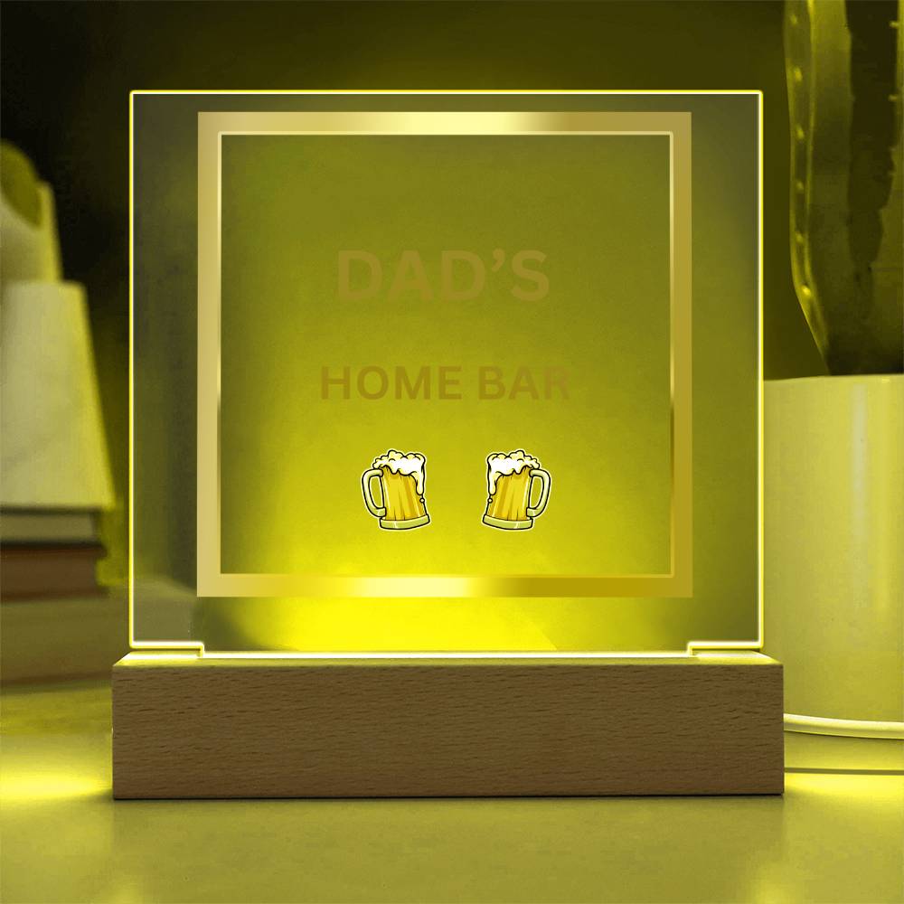 Dad's Home Bar Acrylic Plaque/Night Light - Gold