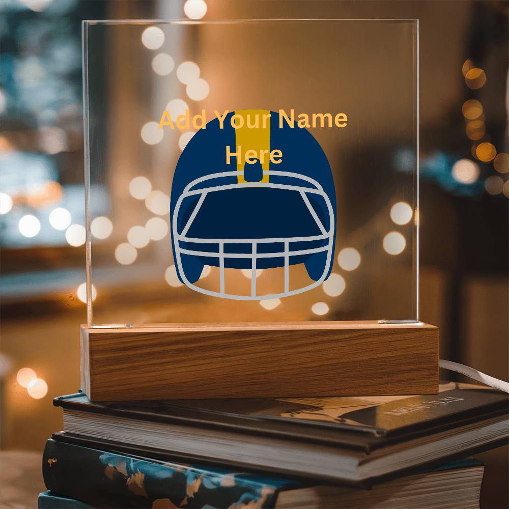 Personalized Football Helmet Acrylic Night Light Plaque