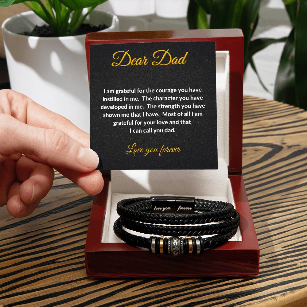 Dear Dad Leather Bracelet