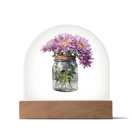 Asters in a Jar Flowers In A Jar Forever Bouquet Domed Acrylic Plaque & Night Light