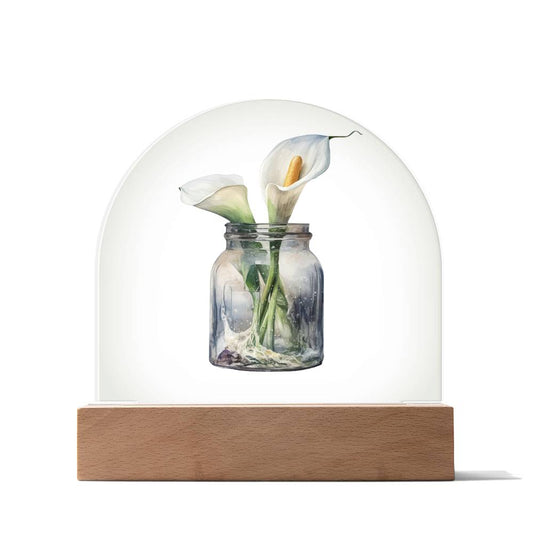 Calla Lilys in a Jar Flowers In A Jar Forever Bouquet Domed Acrylic Plaque & Night Light