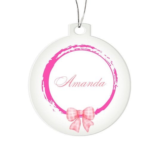 2023 Keepsake Personalized Name Ornament - Pink Bow