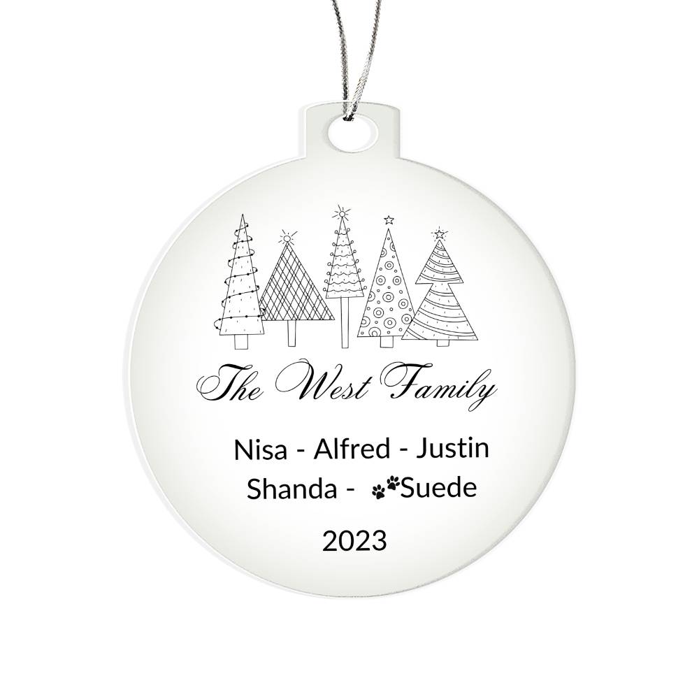 2023 Keepsake Personalized Family Name Ornament - Black & White
