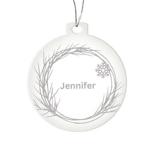 Personalized Name Christmas Tree Ornament - Silver Gray