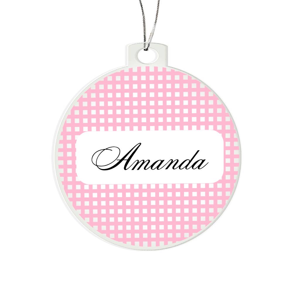 2023 Keepsake Personalized Name Ornament - Pink Plaid