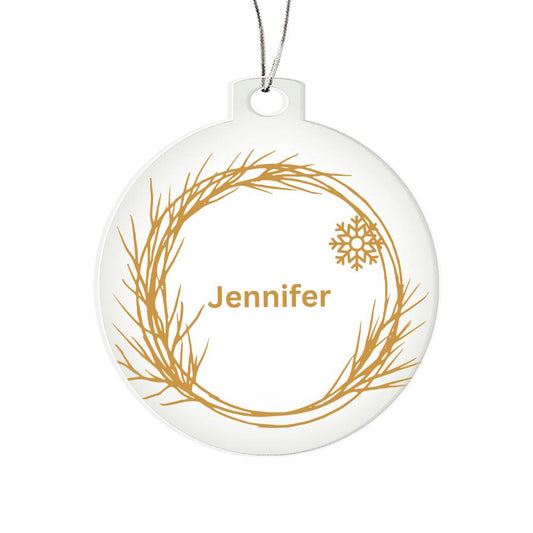 Personalized Name Christmas Tree Ornament - Golden Branches