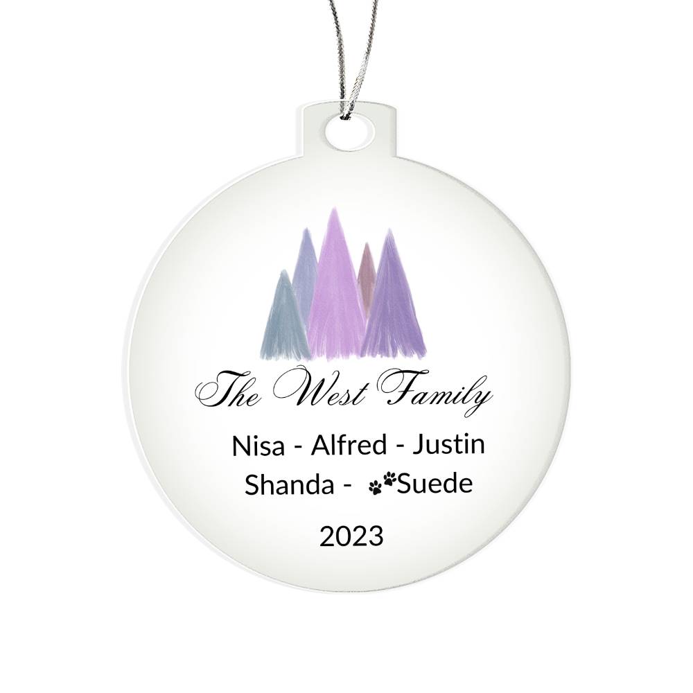 2023 Keepsake Personalized Family Name - Purple Trees Ornament