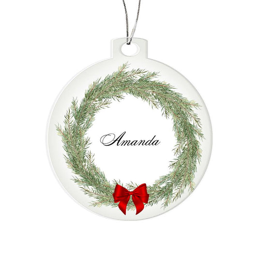 Personalized  Name Christmas Tree Ornament - Balsam Branches