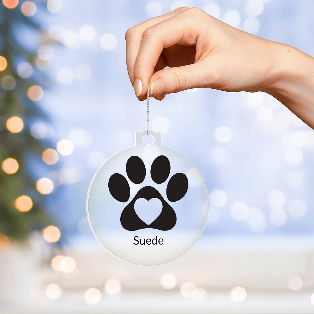 Paw Print Black - Acrylic Christmas Ornament