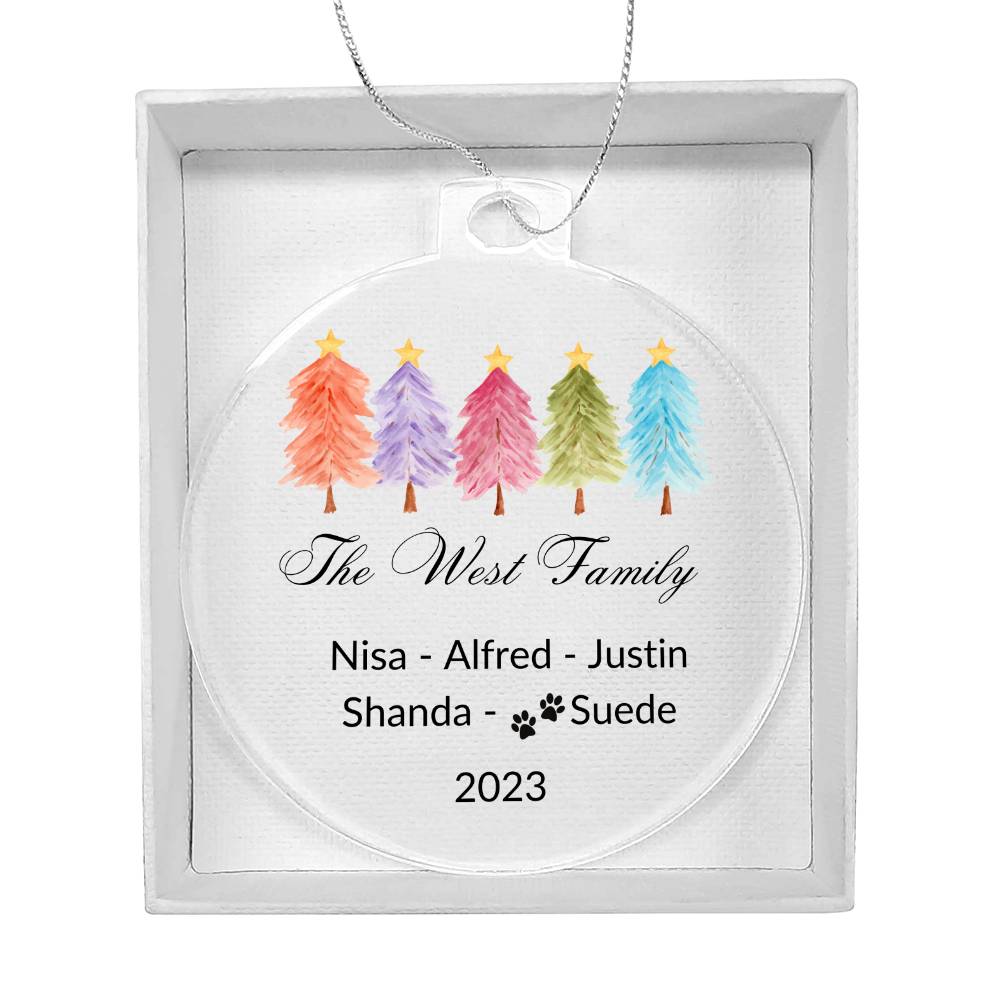 2023 Keepsake Personalized Family Name - Colorful Trees Ornament