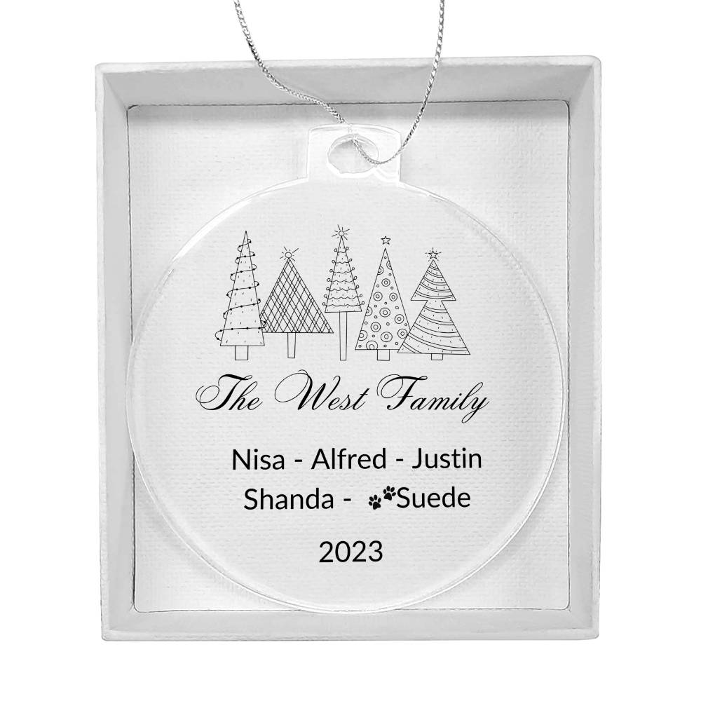 2023 Keepsake Personalized Family Name Ornament - Black & White