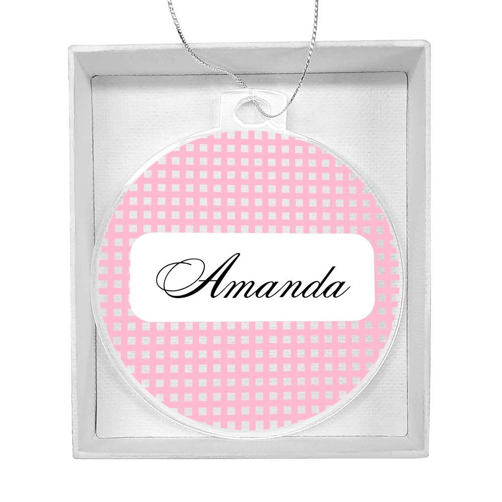 2023 Keepsake Personalized Name Ornament - Pink Plaid