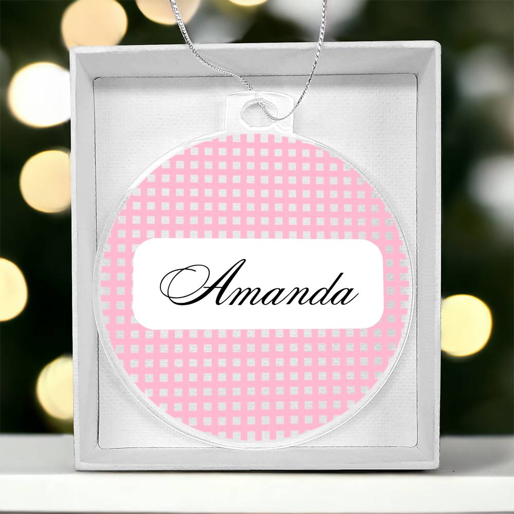 2023 Keepsake Personalized Name Ornament - Pink Plaid