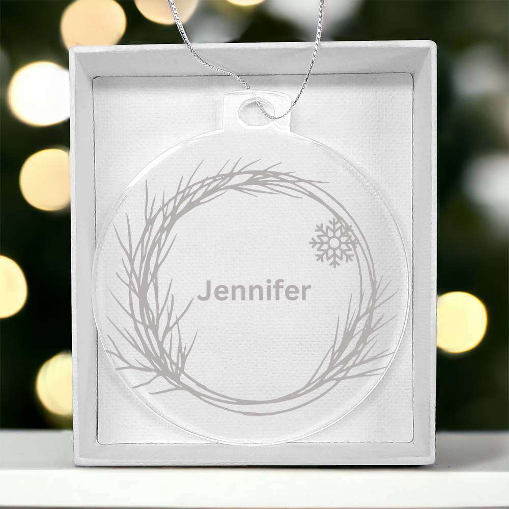 Personalized Name Christmas Tree Ornament - Silver Gray