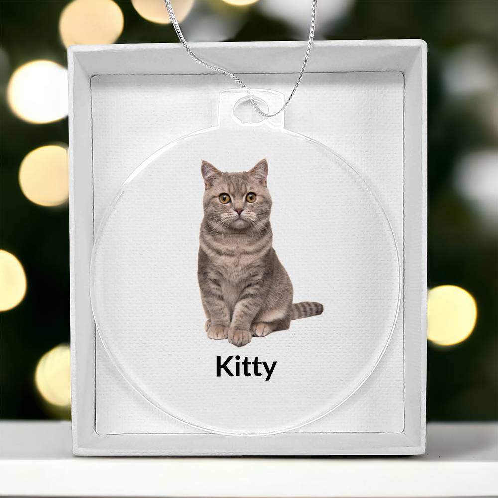 Custom Cat Photo Christmas Ornament