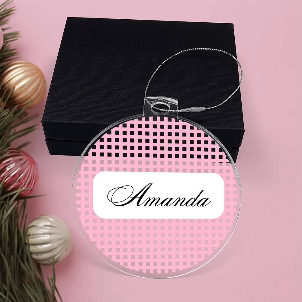 2023 Keepsake Personalized Name Ornament - Pink Plaid