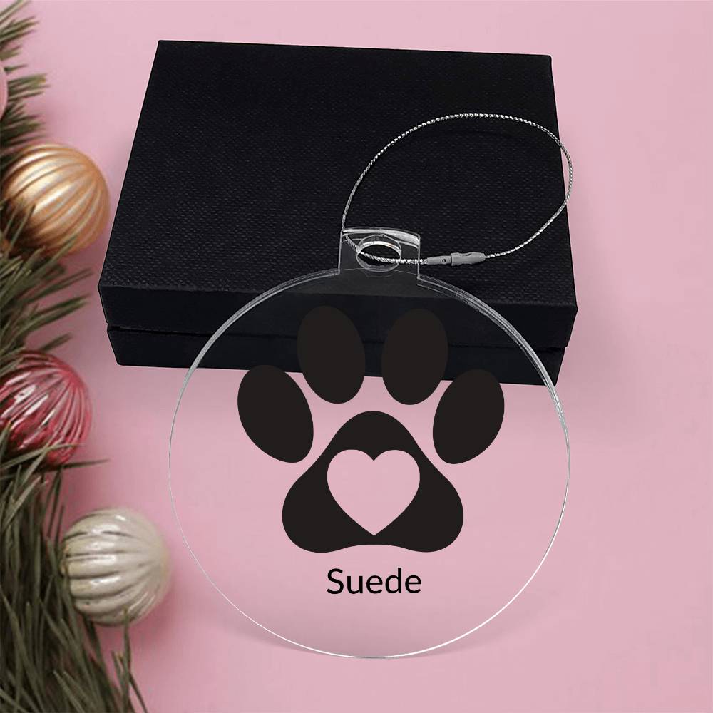 Paw Print Black - Acrylic Christmas Ornament