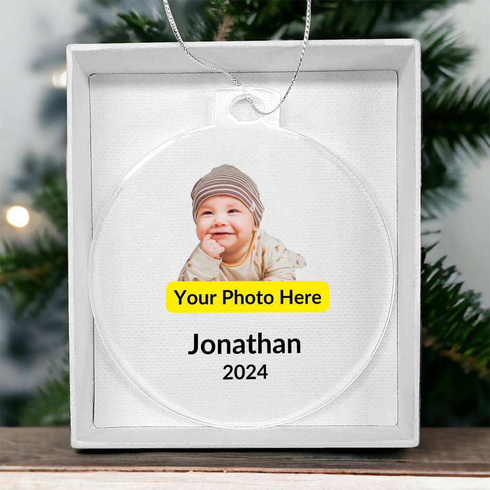 Personalized Christmas Ornament with Photo - Baby John