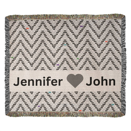 Personalized Couples Woven Blanket - Black & White