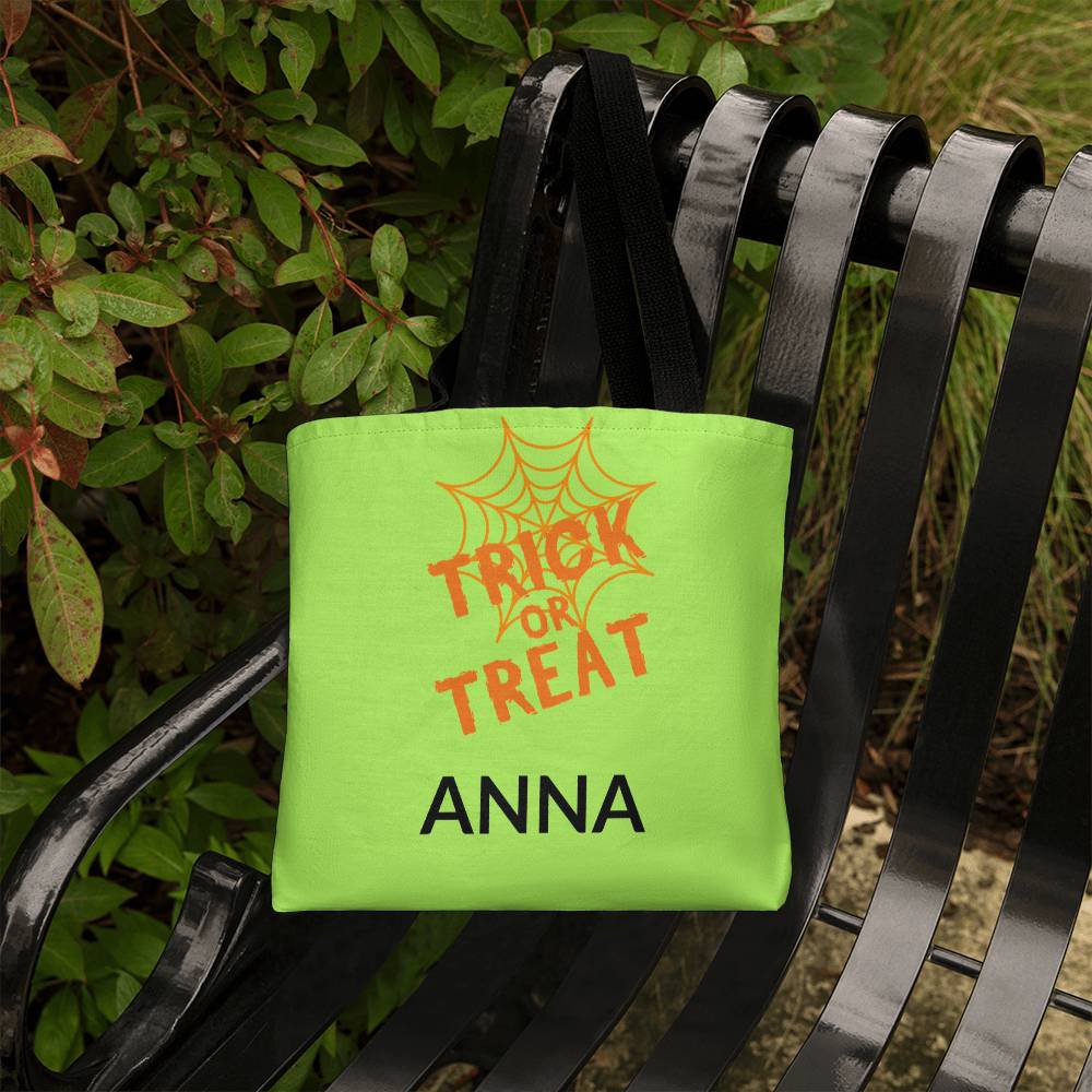 Custom Name Halloween Cute Ghost Trick or Treat Bag