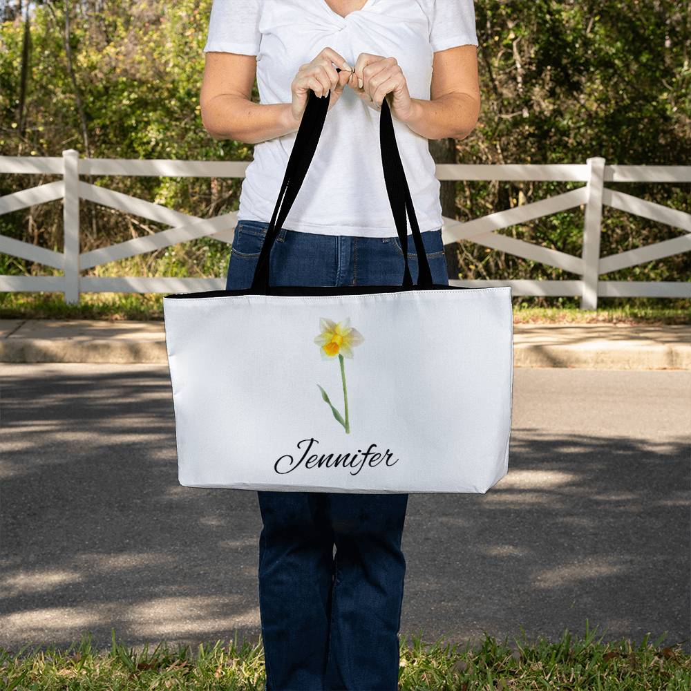 12 Personalized Birth Month Flower Weekender Tote Bag