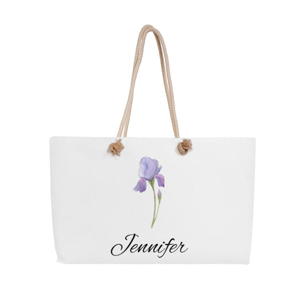 2 Personalized Birth Month Flower Weekender Tote Bag