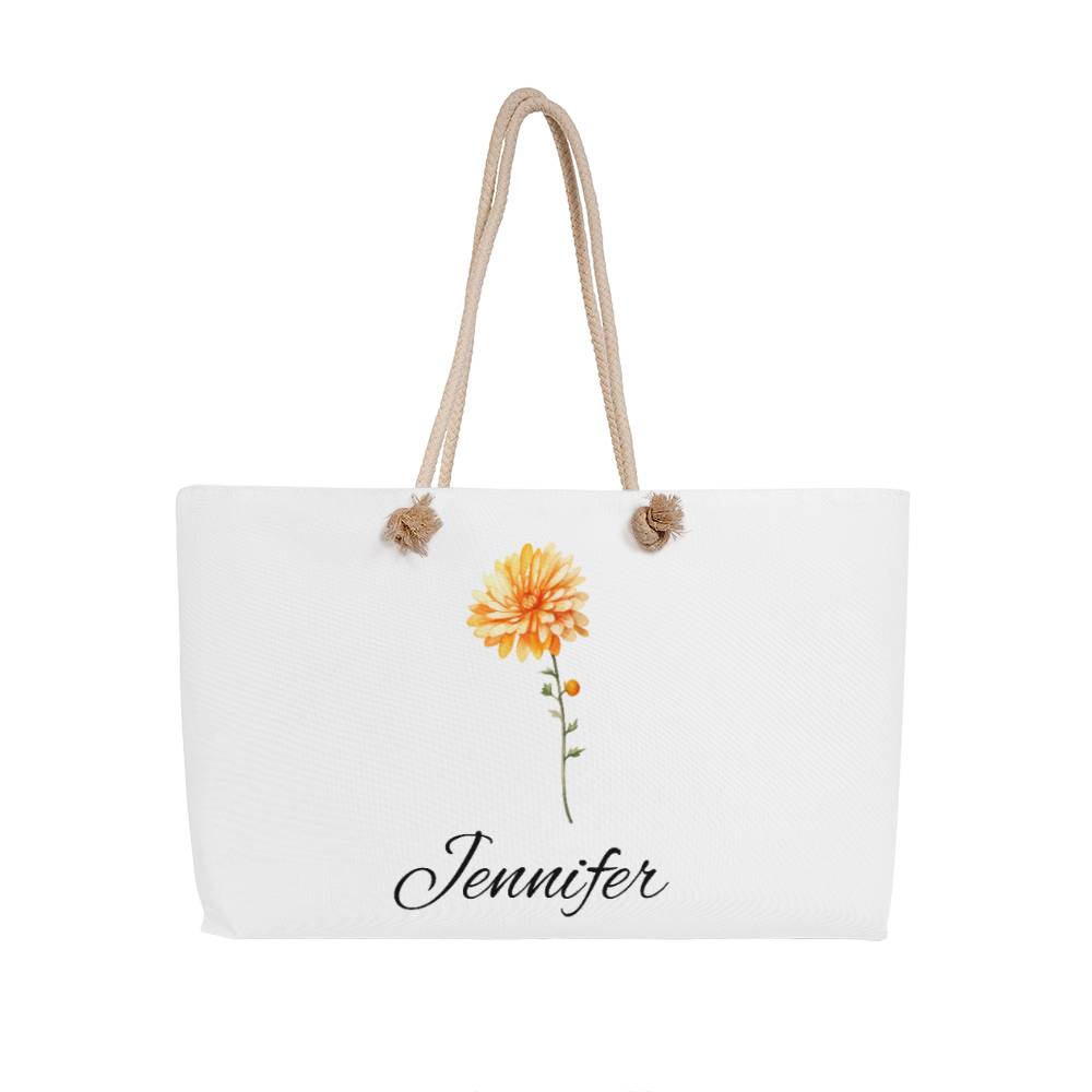 11 Personalized Birth Month Flower Weekender Tote Bag
